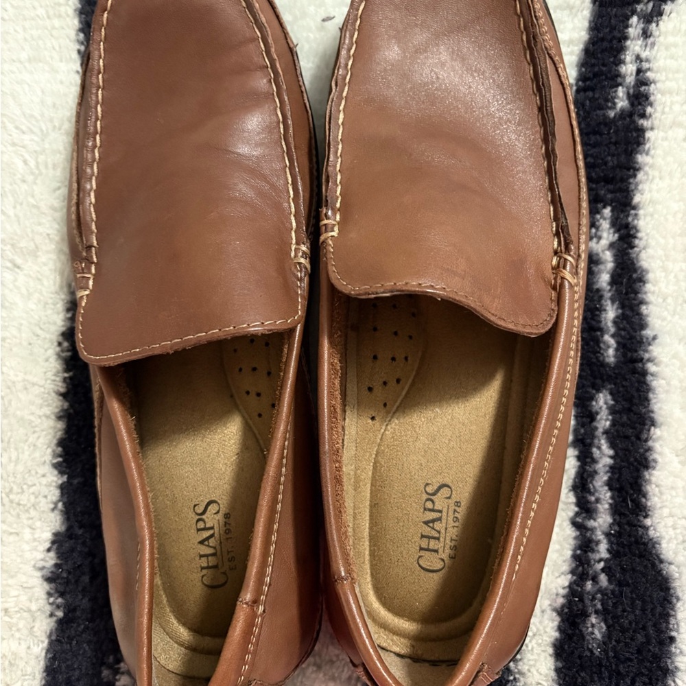 Chaps Men's Tan Leather Slip-Ons